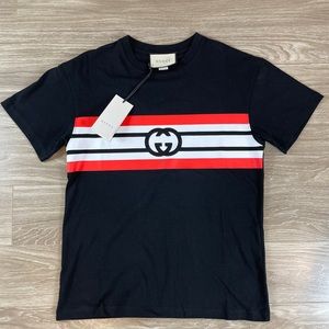 Gucci Black T-shirt interlock G Logo Small